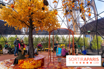Bulle d'automne de la tour Eiffel : arbre géant et jeu grandeur nature au sommet de Paris