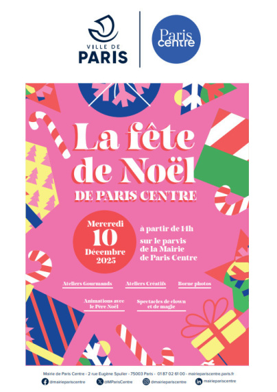 La fête de Noël de Paris Centre 2025 avec ateliers, Père Noël et spectacles gratuits