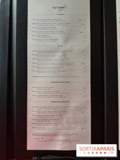 Les 110 de Taillevent, le restaurant français traditionnel en accords mets et vins - carte - menu