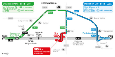 L'A6 fermée en Seine-et-Marne au niveau d'Ury pendant 2 jours 