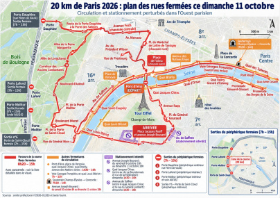 20 km de Paris : quelles rues sont fermées ce dimanche 11 octobre ? Les restrictions