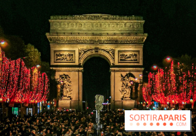 Réveillon du Nouvel an 2020 sur les Champs Élysées, spectacle sur l'Arc de Triomphe à Paris