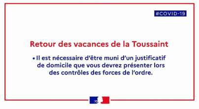 Coronavirus : attestation sur l'honneur et justificatif pour revenir de vacances de la Toussaint