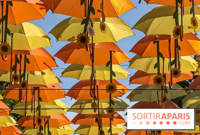 Un ciel de parapluies et tournesols à Bercy Village, l'installation magique de Patrícia Cunha
