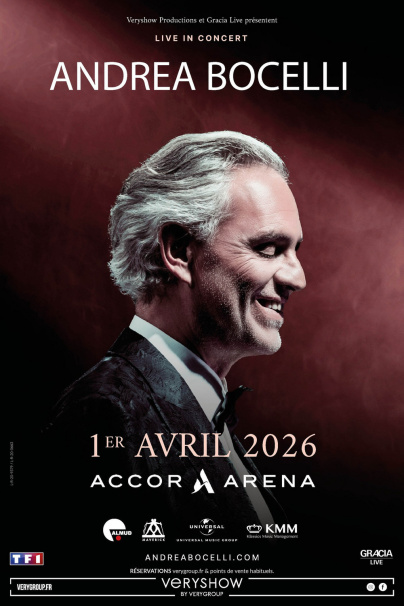 Andrea Bocelli en concert à l'Accor Arena de Paris en avril 2026
