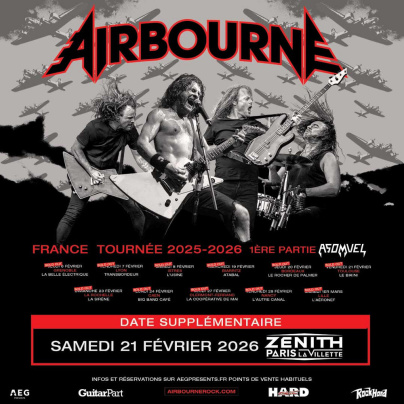 Airbourne en concert au Zénith de Paris en février 2026