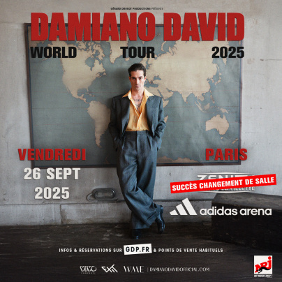 Damiano David en concert à Paris en septembre 2025, changement de salle