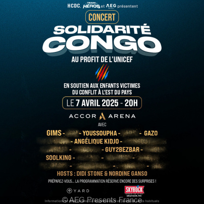 Solidarité Congo : concert caritatif à l'Accor Arena de Paris avec Gims, Angélique Kidjo... 