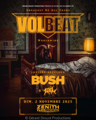 Volbeat en concert au Zénith de Paris en novembre 2025