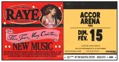 RAYE en concert à l'Accor Arena de Paris en février 2026