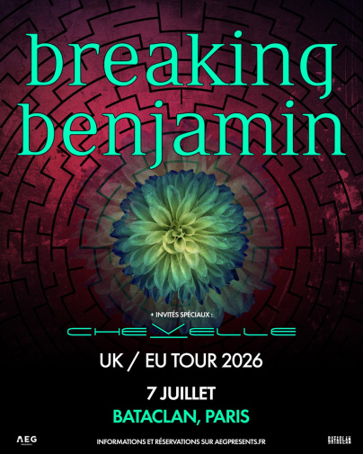 Breaking Benjamin en concert au Bataclan à Paris en juillet 2026