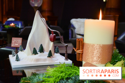 Bûche de Noël 2023 au Plaza Athénée : Mont Plaza, un trompe-l'œil enneigé pour les fêtes