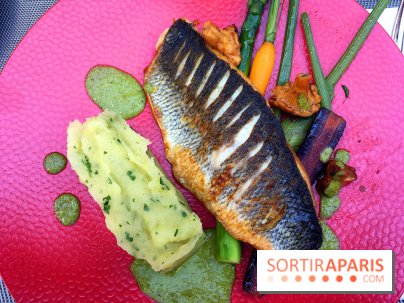 Le restaurant-terrasse des Jardins du Marais - Dorade snackée, légumes de saison