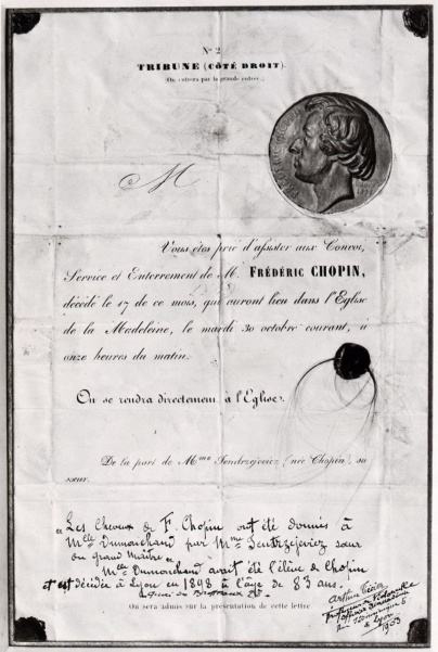 Éphéméride du 30 octobre à Paris: Paris fait ses adieux à Frédéric Chopin à l'église de la Madeleine