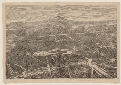 Le Bois de Boulogne à vol d'oiseau, avec le tracé du nouveau jardin d'acclimatation, Anonyme