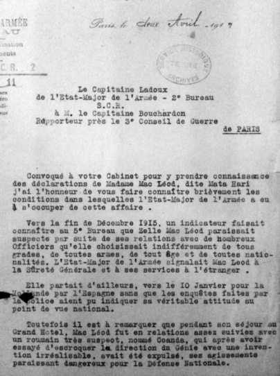 Note de l'Armée Mata Hari