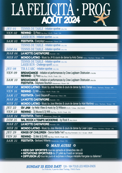 Les JO 2024 diffusés sur grands écrans à la Felicità