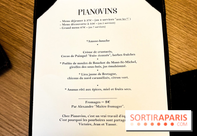 Pianovins restaurant Paris 11e - carte
