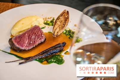 Sphère restaurant Paris 8e - bœuf Simmental - carotte violette - mousseline cresson - écrasé de pomme de terre