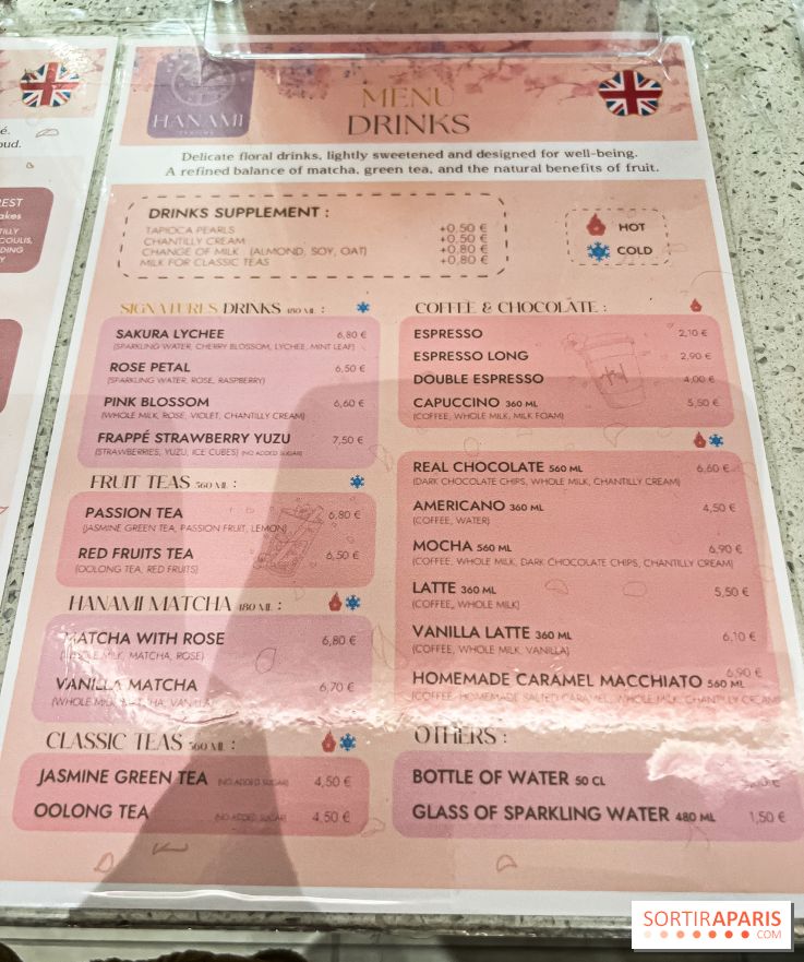 Hanami Tea Time, nos photos - carte - menu - boissons - prix