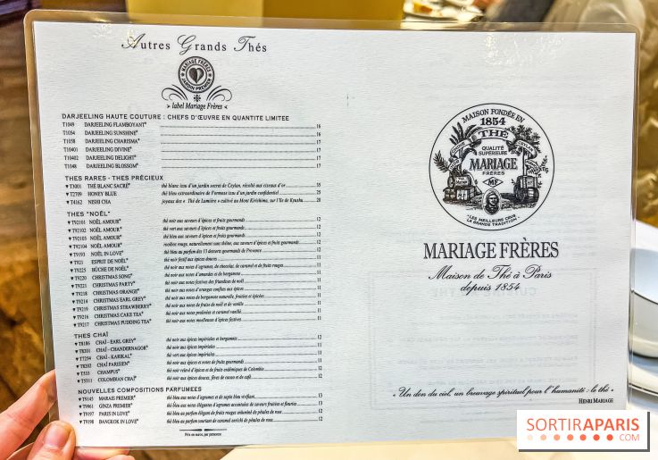 Le Tea Time de Mariage Frère - tea time de Noël - carte - menu