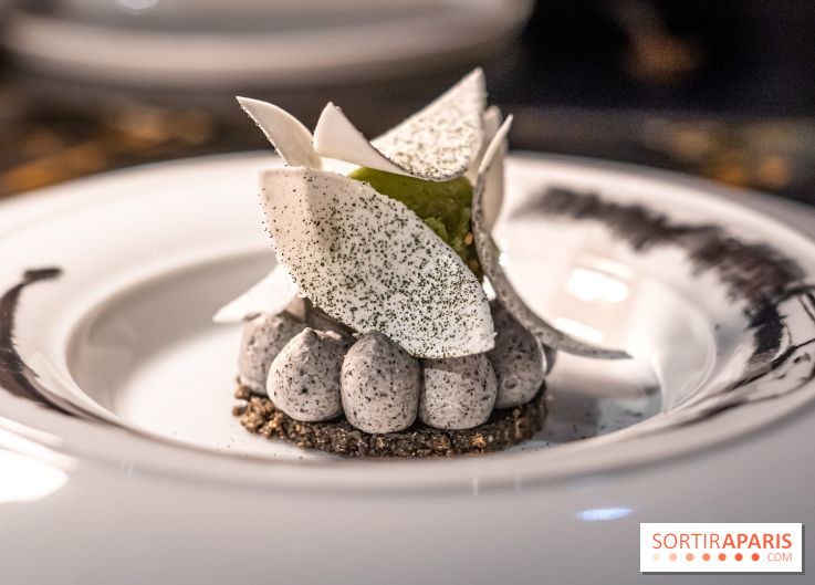 Akira Back Paris fête ses 1 an -  dessert sésame noir et sorbet basilic thaï