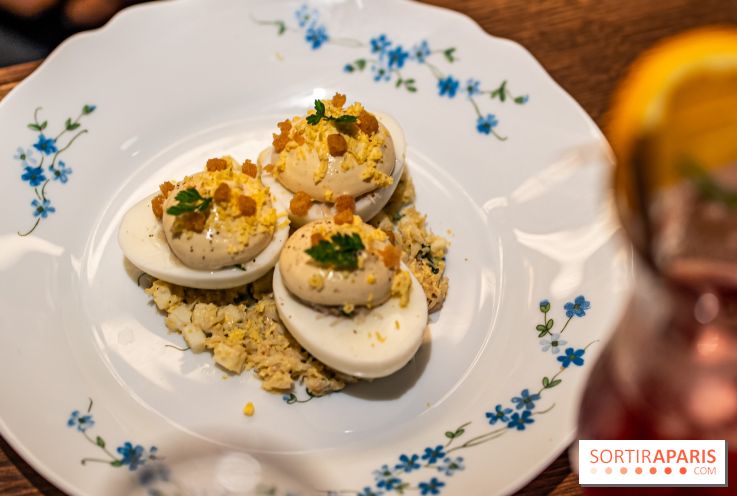 Bistrot Podium, le restaurant festif avec la carte de Glenn Viel -  L'oeuf mimosa au tourteau
