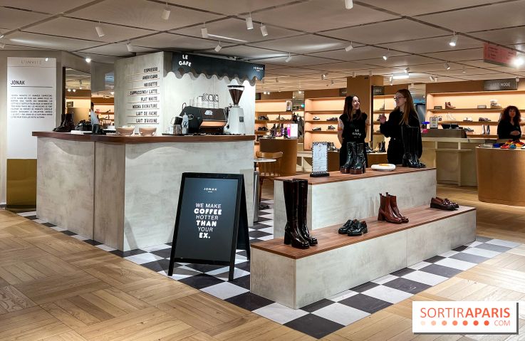 Café Jonak et collections chaussures marrons - Galeries Lafayette Haussmann