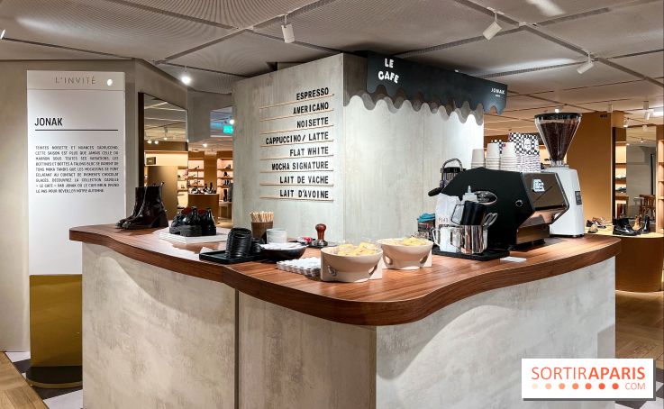 Café Jonak et collections chaussures marrons - Galeries Lafayette Haussmann