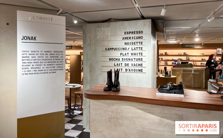 Café Jonak et collections chaussures marrons - Galeries Lafayette Haussmann