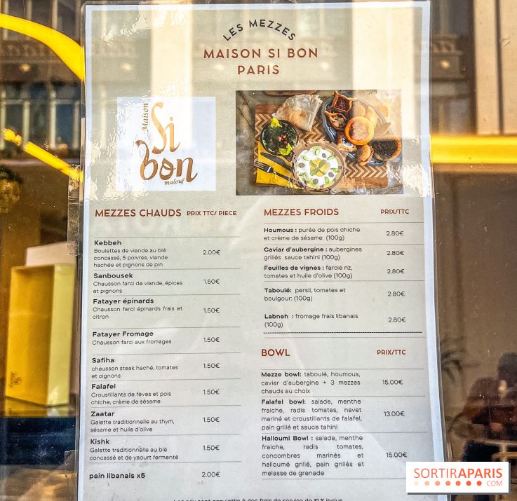 Maison Sibon Paris, la pâtisserie libanaise à la fois salon de thé et glacier - menu - carte