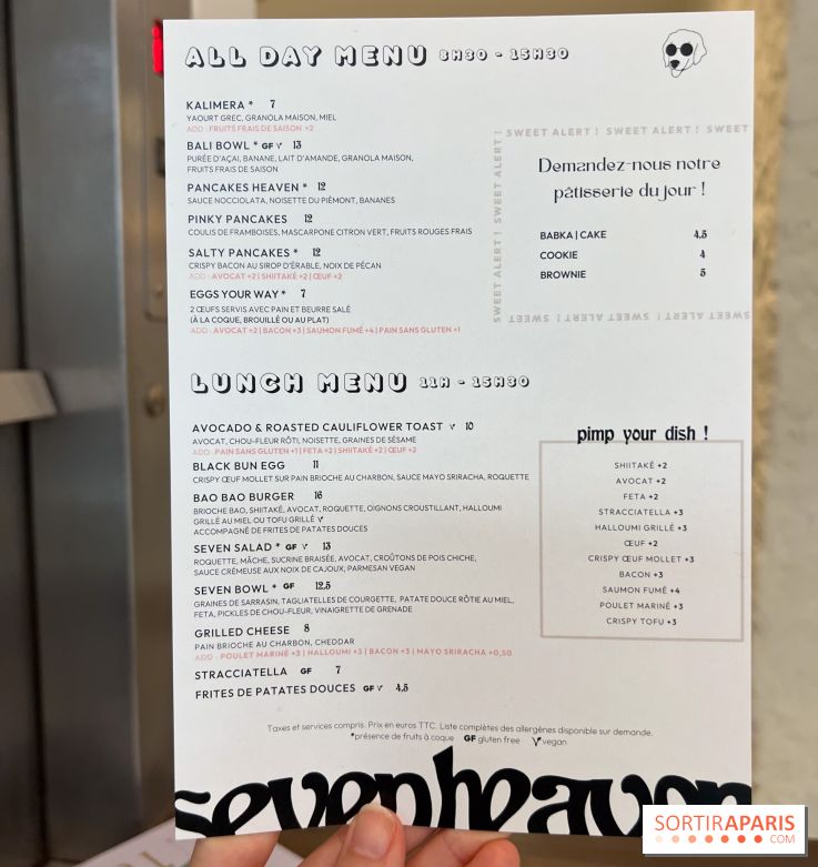 Seven Heaven, le coffee shop dog's friendly et kid's friendly de Paris 11e - - carte - menu