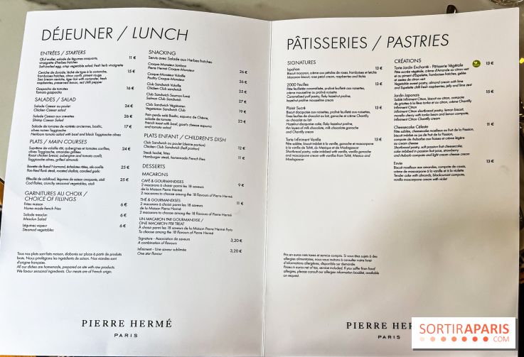 Le Café et la Pâtisserie Pierre Hermé à Versailles - Hôtel Les Lumières - carte - menu