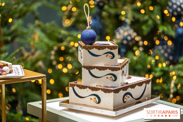 La bûche coffrets de Noël en trompe l'œil de Ladurée 2024 par Julien Alvarez et les créations de fête