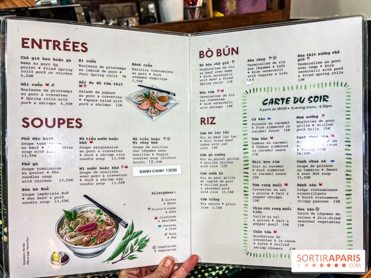 Mây Hồng, le restaurant vietnamien du 111 avenue d'Ivry Paris 13e - carte menu