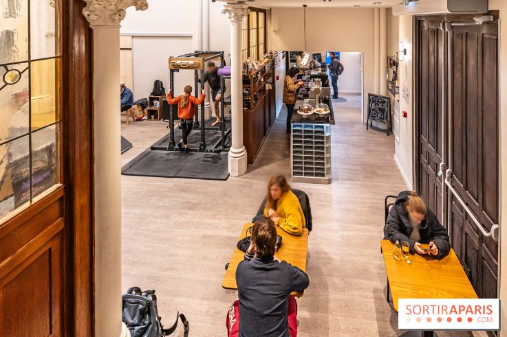 Climbing District Sèvres-Lecourbe, la salle d'escalade dans l'ancienne église Sainte-Rita dans le 15e - A7C2055