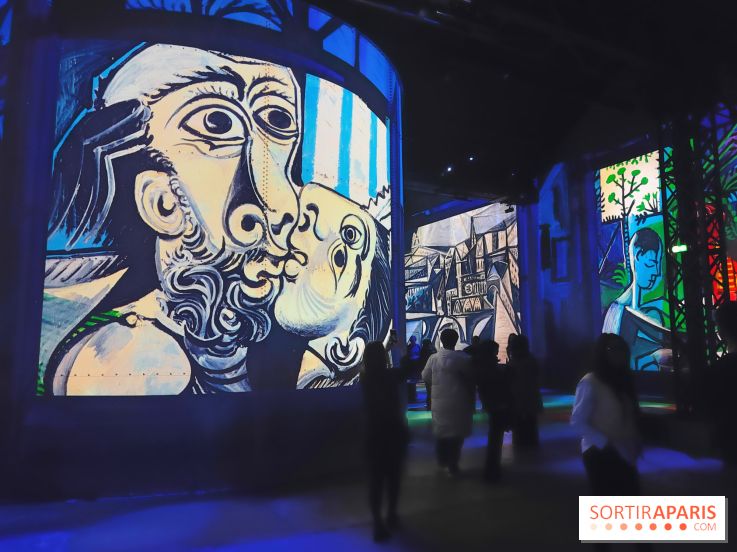 Picasso à l'Atelier des Lumières - Le Baiser, 1969, © Succession Picasso 2024; © RMN-Grand Palais (Musée national Picasso-Paris) / Adrien Didierjean