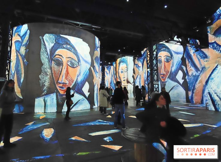 Picasso à l'Atelier des Lumières - Buste de femme ou de marin, 1907, © Succession Picasso 2024, © GrandPalaisRmn (musée national Picasso-Paris) / Adrien Didierjean