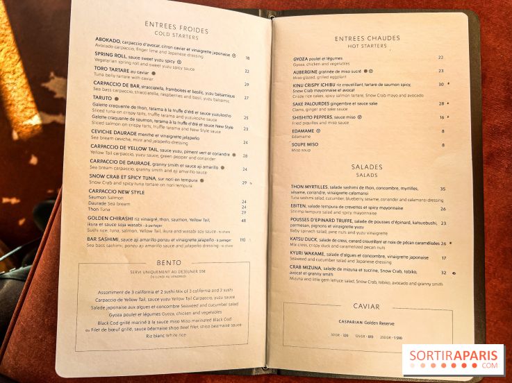 Kinugawa Rive Gauche à Paris, le restaurant en rooftop de l'Hôtel Sax - carte - menu