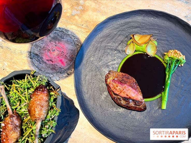 Restaurant Alan Geaam - Le Pigeon de Racan Broccolini, sarrasin et mélasse de grenade