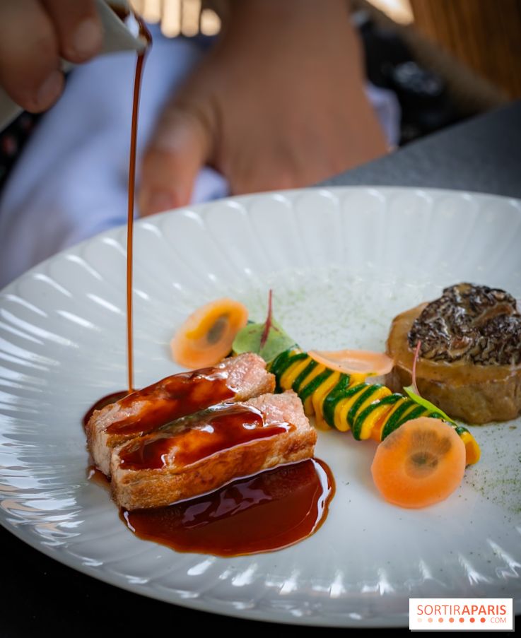 Restaurant Papylless à Bois-le-Roi - les photos - Veau du Cantal de Didier Puech En trois services, légumes de la ferme des Gogottes