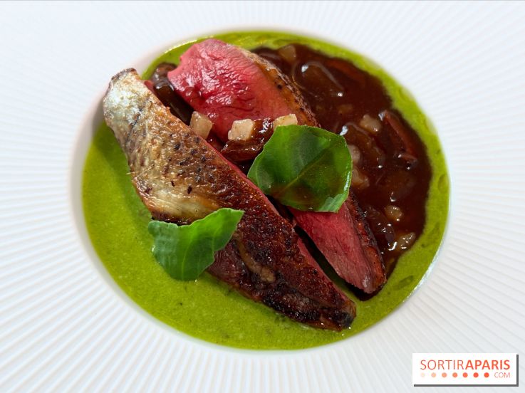 Geoélia - Pigeon rôti, gnocchi aubergine, velouté oseille