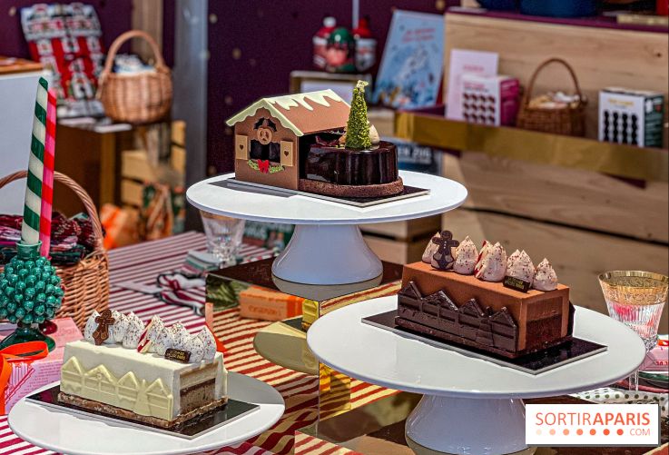 Bûches de Noël 2025 de La Grande Epicerie de Paris : trois gâteaux dans l'esprit des marchés de Noël