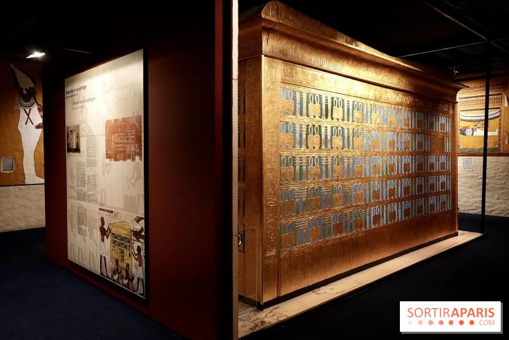Passage aux hiéroglyphes dans l’exposition - Toutankhamon : son tombeau et ses trésors