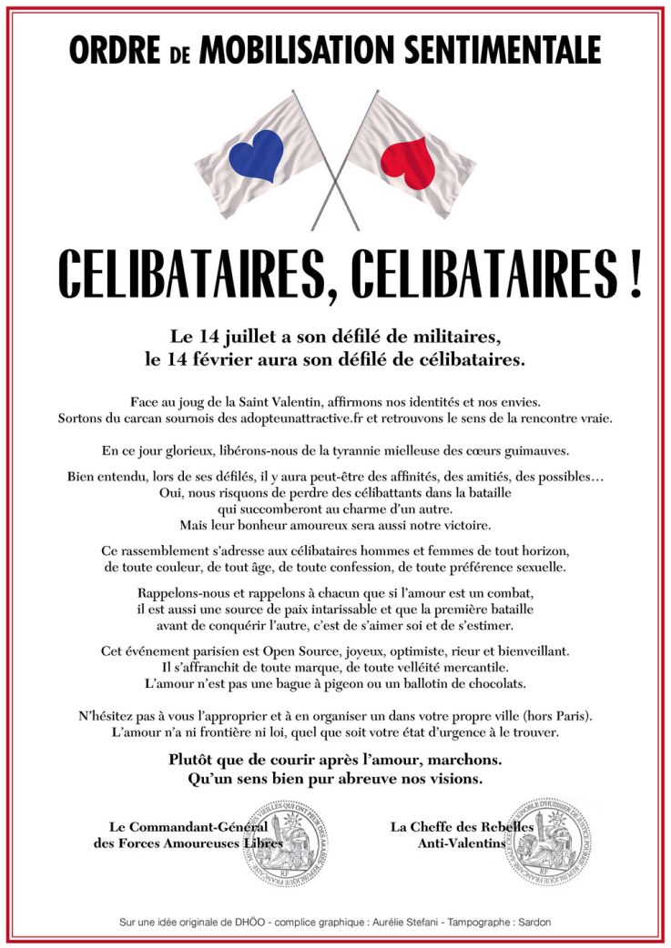 Saint-Valentin 2016 : le défilé fun 100% célibataires à Paris