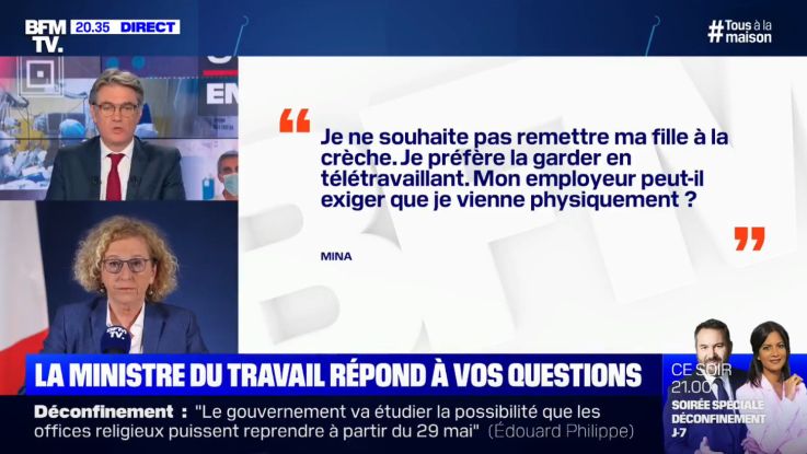 Déconfinement : "le télétravail est un droit du salarié" rappelle Pénicaud