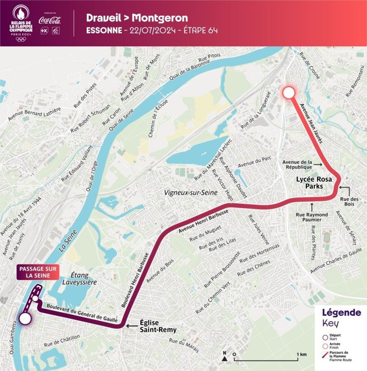 JO Paris 2024 : Le Parcours détaillé de la flamme Olympique en Essonne - Draveil