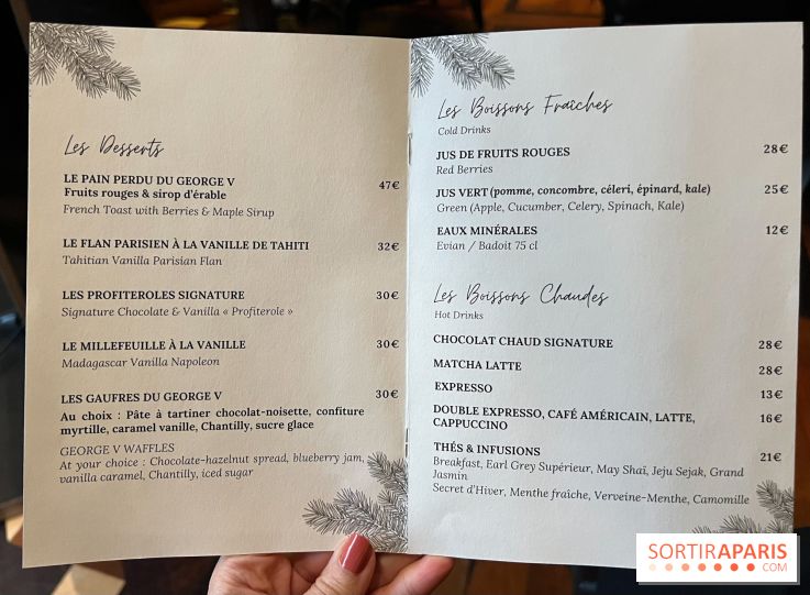 Le Christmas Pastry Bar, le salon de thé éphémère de Noël du George V : la carte - menu