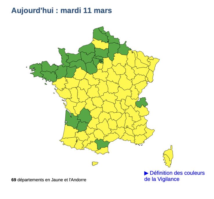 Orage : 69 départements en vigilance orange dont l'Essonne ce mardi 11 mars