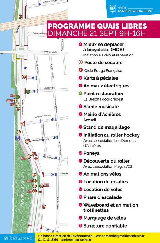 Quais libres d'Asnières à Puteaux : 6 km d'animations sans voiture ce dimanche 21 septembre 2025
